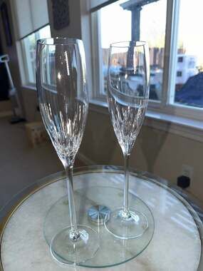 Wedgwood Vera Wang Duchesse Crystal Champagne Flutes Set of 2 - 10¼ High